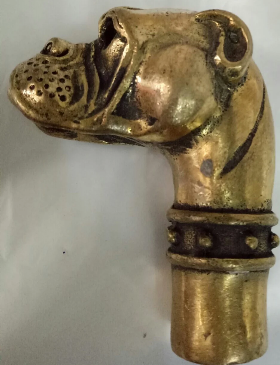 

China old handmade bronze sculpture head crutch