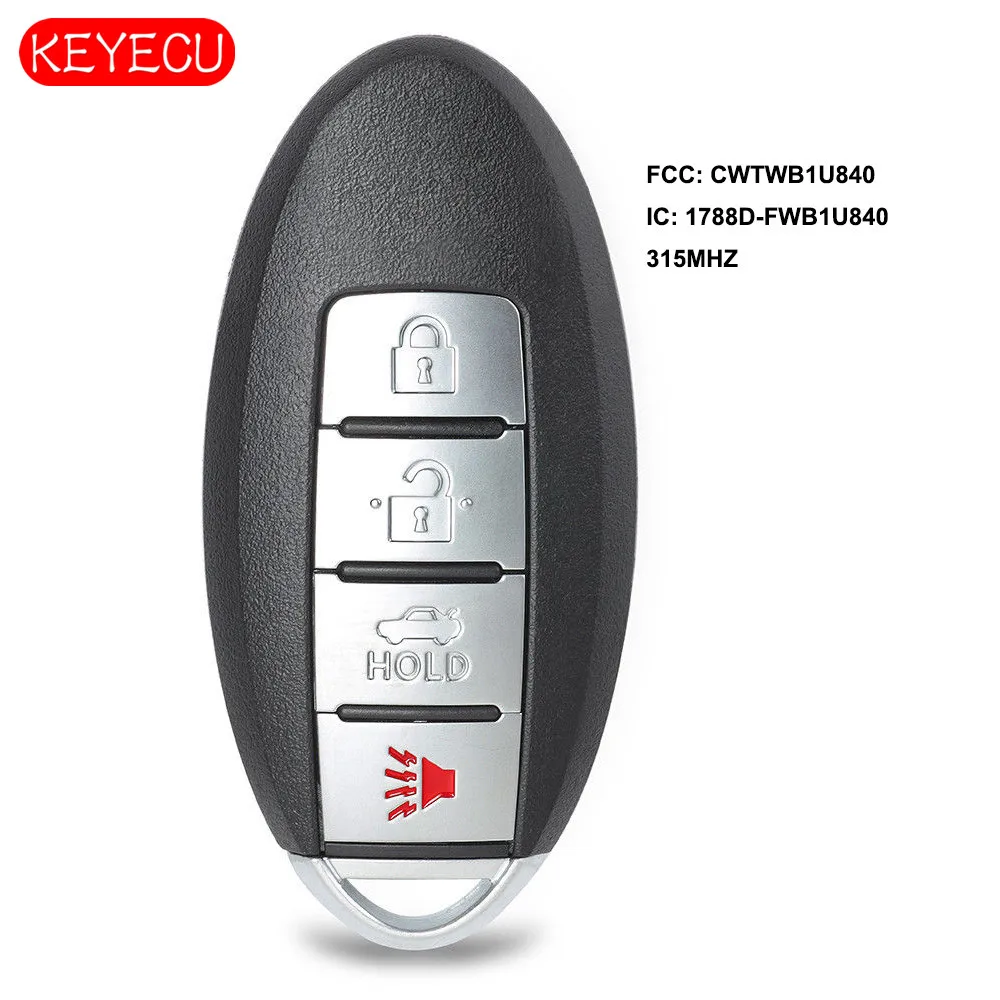 Keyecu БЕСКЛЮЧЕВОЙ вход дистанционный Автомобильный ключ 315 МГц 4B Fob для Nissan Sentra Versa