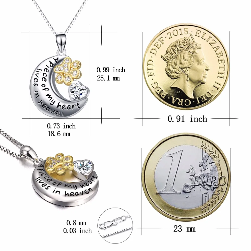 Женское ожерелье из серебра 925 пробы с кубическим цирконием в виде сердца Луны и