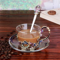 201 300ml enamel coffee cup set dish saucer set european style mug cup tea cup tea set