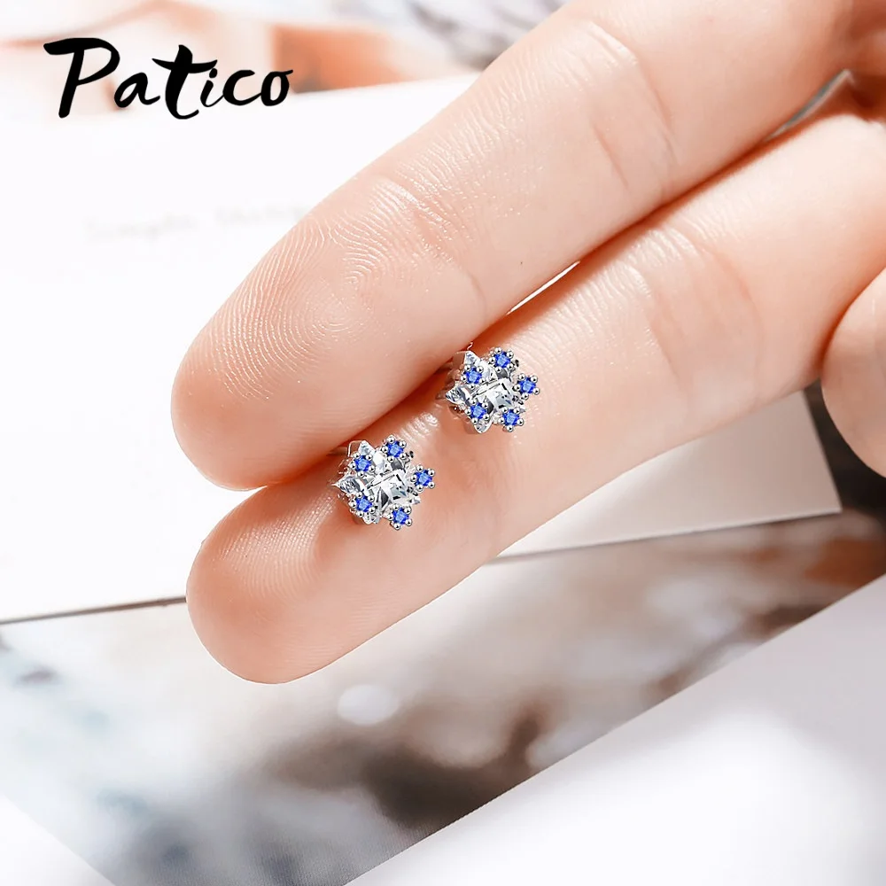 

New Design 925 Sterling Silver Women Concise Cubic Zircon Wedding Stud Earrings Metal Korean Breif Ear Bijoux Birthday Gift