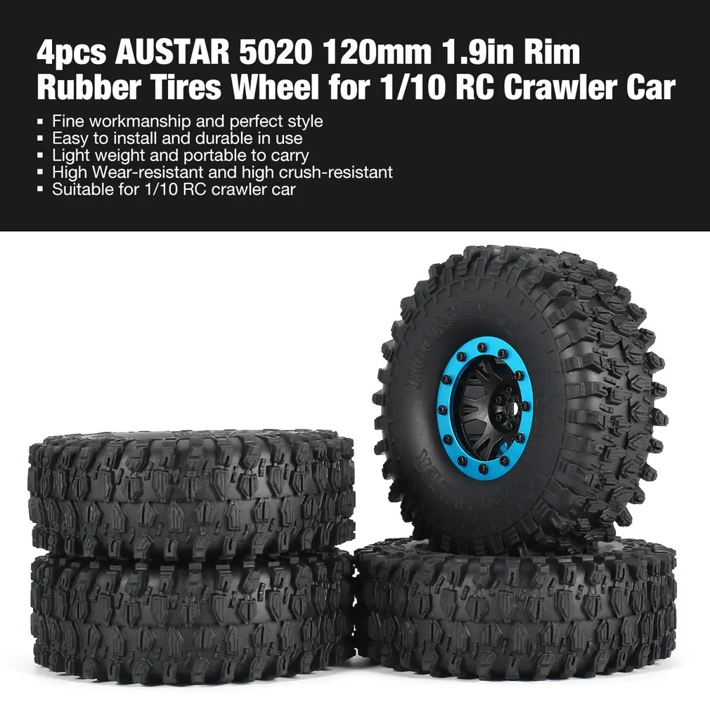4 шт. AUSTAR 5020 110 мм 1.9in обод резиновые шины колесо с бедлоком Набор Для осевой SCX10 RC4WD