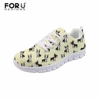forudesigns girls sneaker boston terrier flower dog pattern woman casual shoes breathable sneakers fashion mesh sneakers shoes
