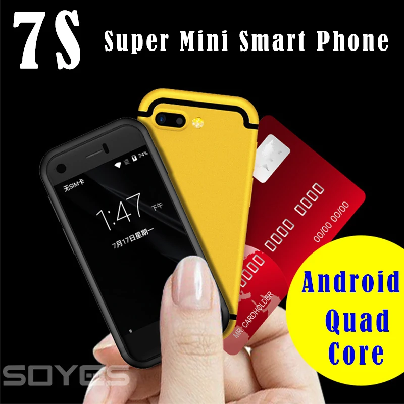 Мило! Super Mini Смартфон на Android 6S 7S I7 I7S I8 X MTK четырехъядерный процессор 1 ГБ 8 две SIM