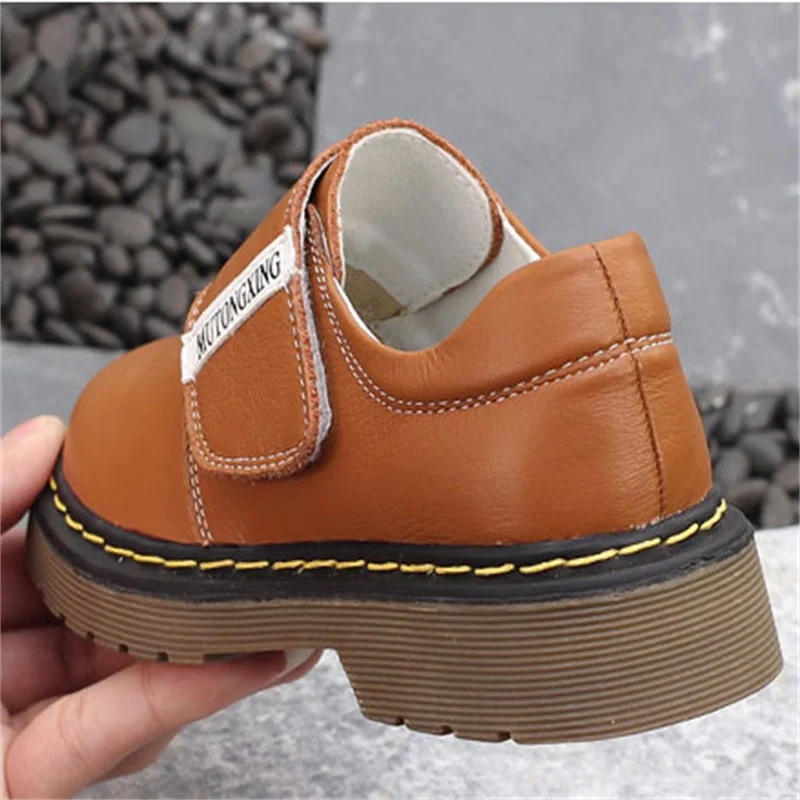 Child's Shoes 2018 Spring New Children's Leather Boys And Girls Casual Hook &amp Loop Baby Soft Bottom |