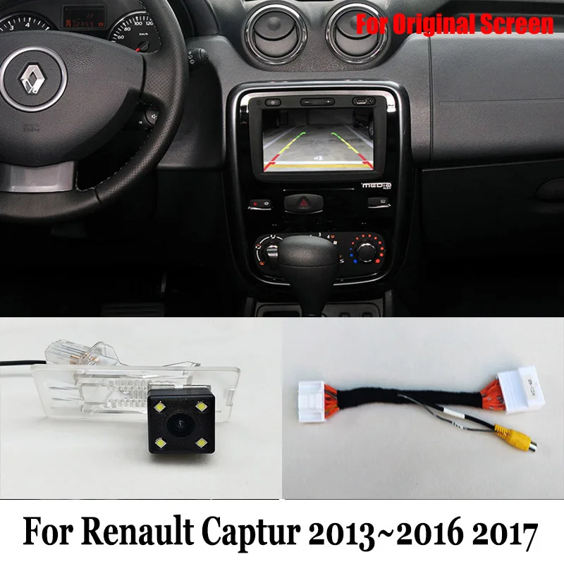 Автомобильная резервная камера с 24 контактным кабелем адаптера для Renault Captur 2014 ~