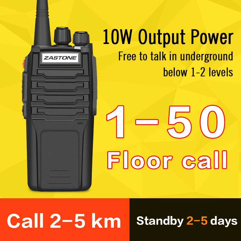 (2pcs) Zastone A9 10W Walkie Talkie 3-5km UHF/VHF Radio Handheld Police Equipment Two Way CB comunicador telsiz | Мобильные телефоны