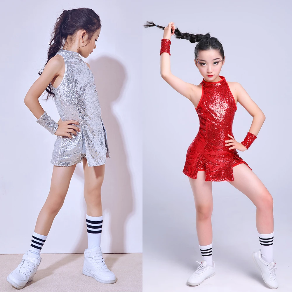 Танцевальная одежда для девочек с блестками в стиле джаз хип хоп|dance wear|ballroom dance
