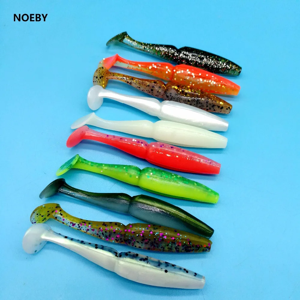 NOEBY 12 шт./лот t хвост Мягкая приманка 3 5 г/7 см 10 цветов искусственные снасти для