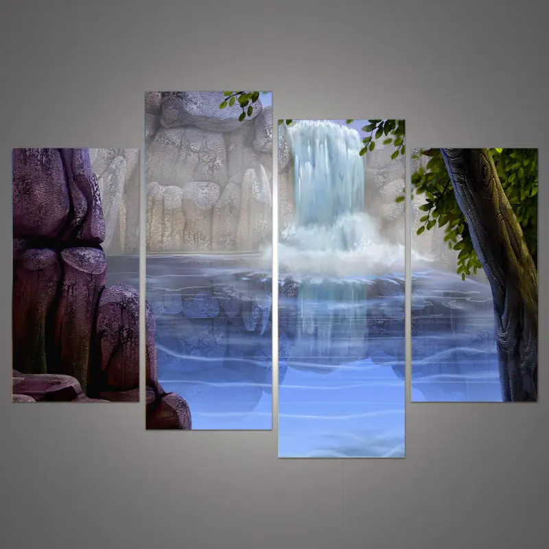 home decoration large wall pictures for living room art cheap modern Canvas print oil modular paintings on Waterfall | Дом и сад