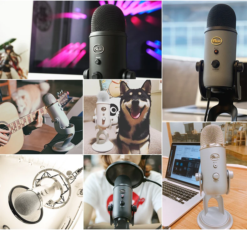 Синий Yeti studio USB конденсаторный микрофон для прямого вещания и записи с внутренней звуковой картой Plug and play