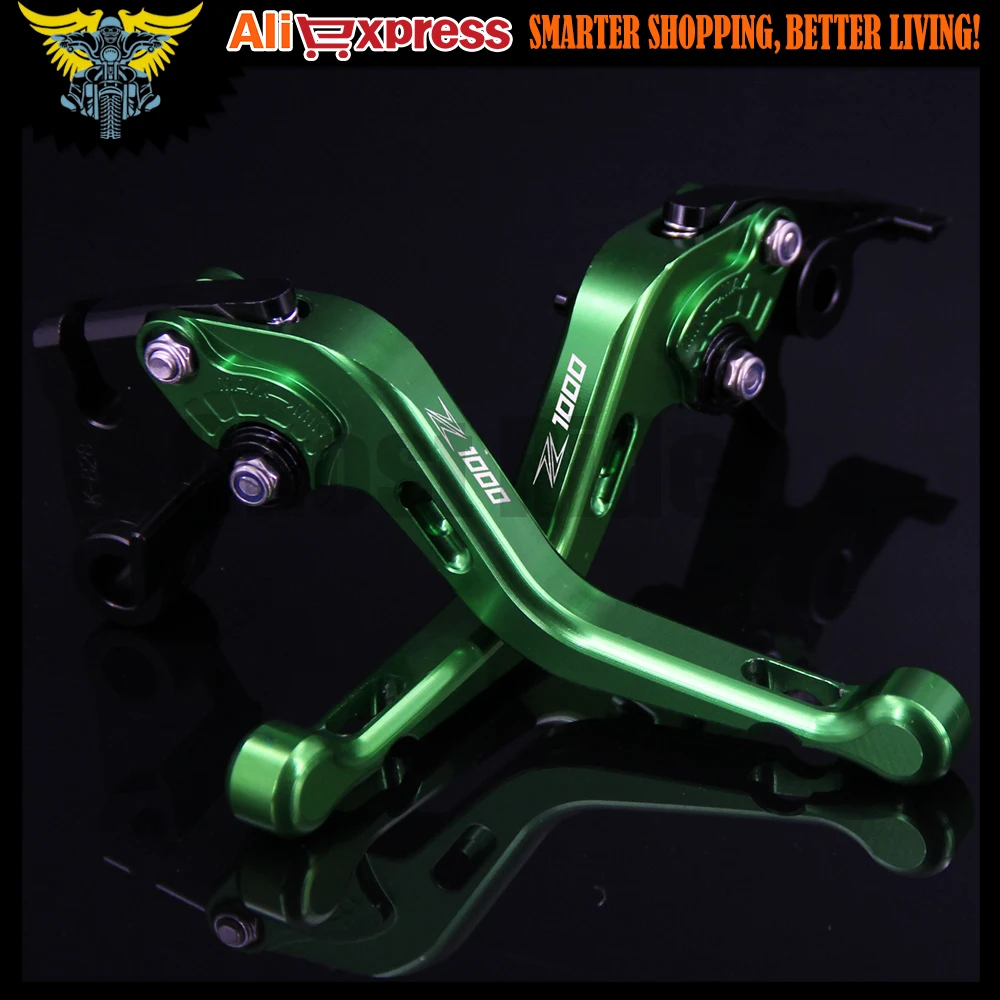 Для Kawasaki Z1000 2003 2004 2005 2006 Новый (с логотипом: Z1000) зеленый ЧПУ Регулируемый 2 пальца