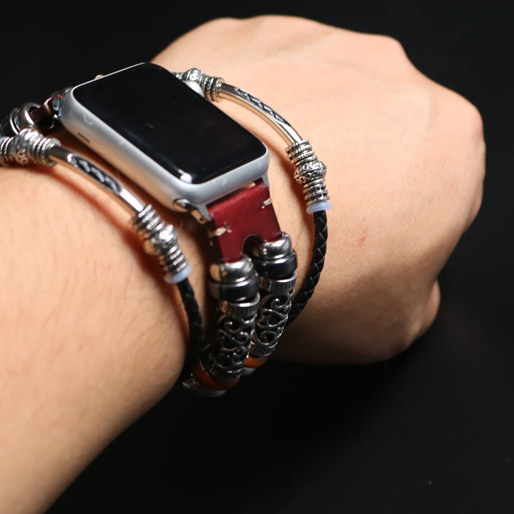 Ретро Браслет для Apple Watch серии 1 2 3 4 ремешок 38 мм 40 мм яловая кожа для iWatch 42 мм 44 мм ремешок для часов из натуральной кожи