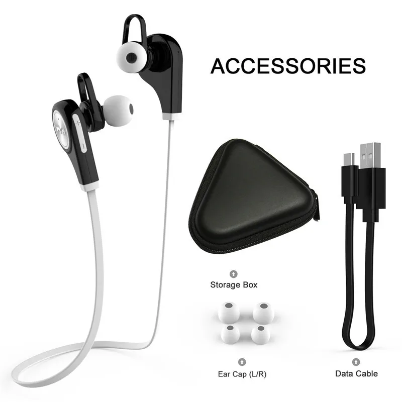 Robotsky Q9 беспроводные Bluetooth V4.1 наушники стерео Спортивные Bluetooth наушники с микрофоном - Цвет: Black and White