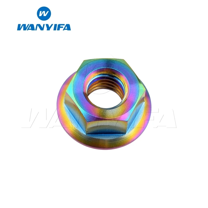 Rainbow M8 Титановый "Wanyifa" M5 M6 M8 гайка фланца Радуга голубое золото Цвет для Велосипедный дисковый тормоз - Цвет: Rainbow M8