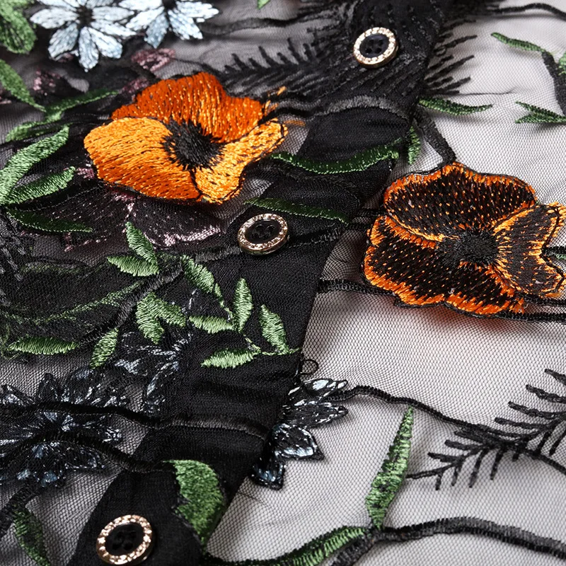 Цветочная кружевная рубашка с вышивкой прозрачная Мужская сорочка Homme Marque