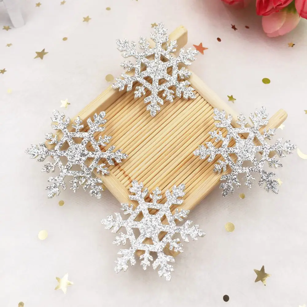 16 шт. 42 мм блестящие Рождественские снежинки композитная Золотая пудра тканевая