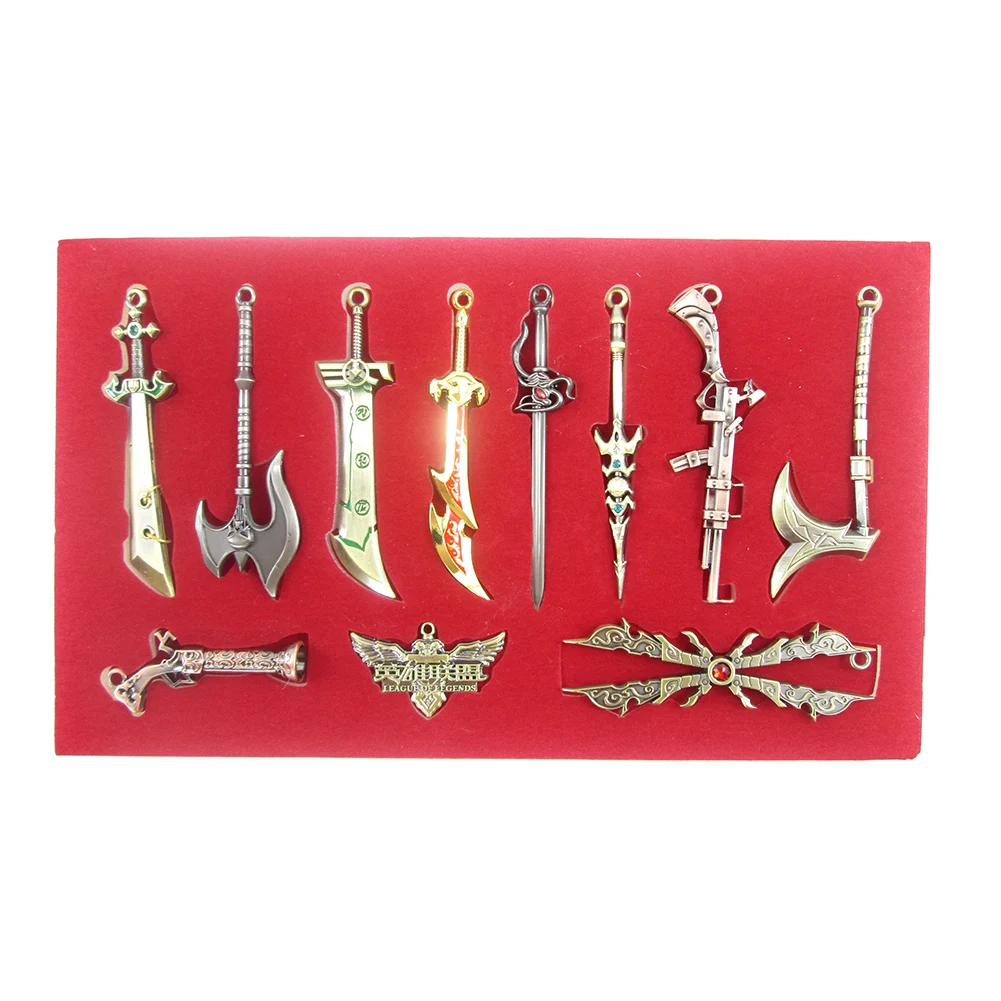 11pieces B Garen Riven Ashe Draven Darius Irelia Fortune Mordekaiser Jarvan Diana Tryndamere Sword настольное украшение в штучной упаковке модель шт/комплект - Цвет: 11pieces B