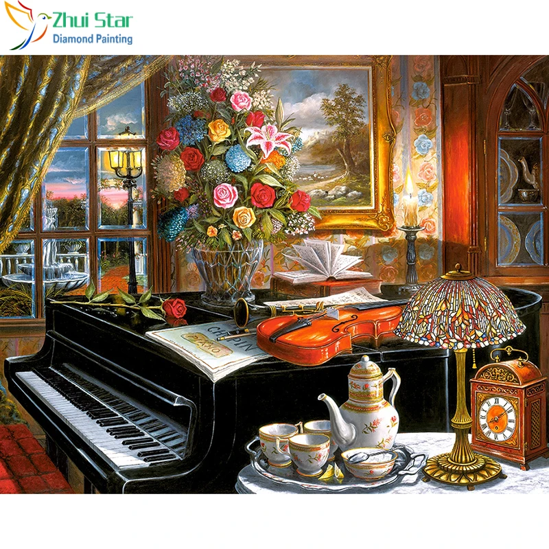 Алмазная 5D Вышивка Звезда от Zhui полностью квадратная вышивка крестиком пианино и