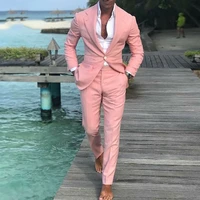 beach pink men suits wedding suits custom tuxedo slim fit casual best man blazer groom wear 2piece costume homme terno masculino
