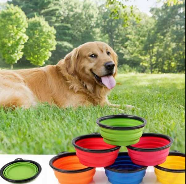 Силиконовая миска для питомца складная путешествий прогулок кормления щенков