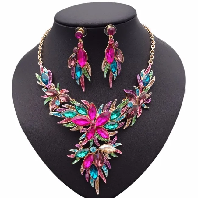 Светлый цвет кристалл комплект ювелирных изделий mix камни Итальянские золотые