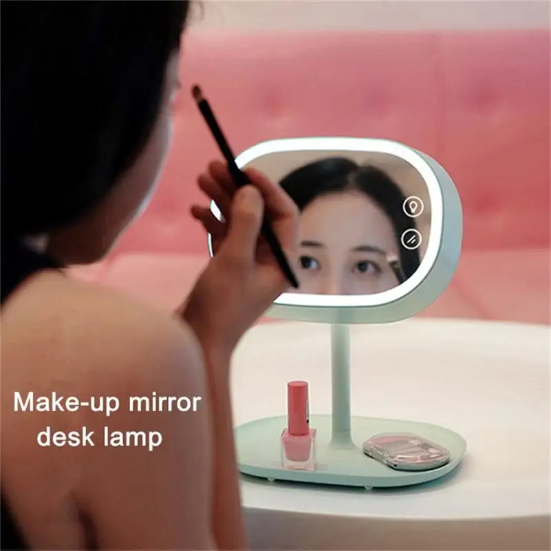 Creative Make-up Mirror Desk Lamps Lover Girl Vanity Night Lights Bedroom Dresser Lighting Multifunctional LED Dimmer Table Lamp