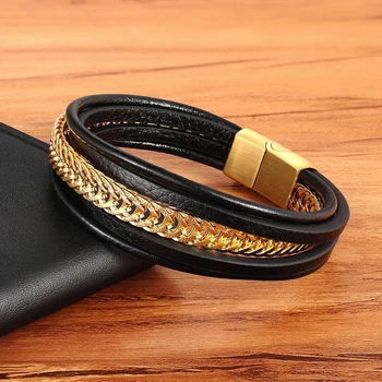 Multi-layer Stainless Steel Combination Leather Bracelet 2