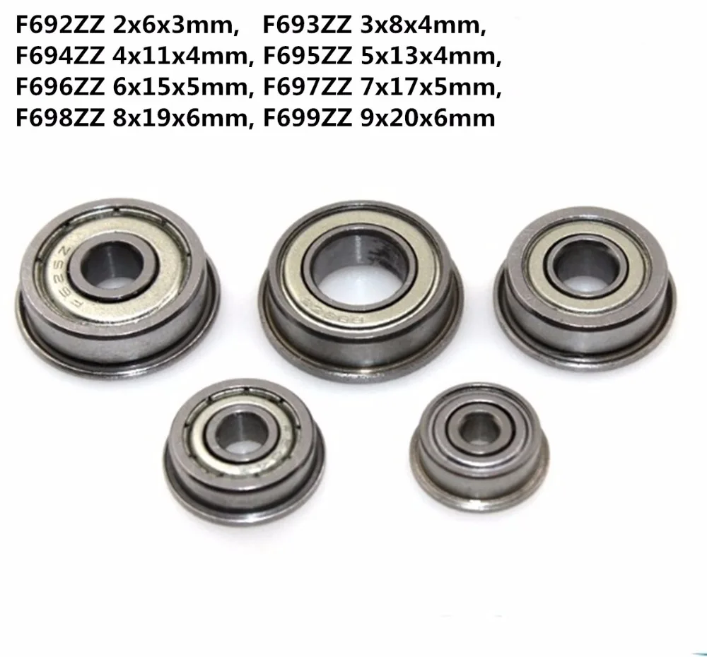 

10pcs F692ZZ F693ZZ F694ZZ F695ZZ F696ZZ F697ZZ F698ZZ F699ZZ Flange Ball Bearing Metal Shielded Flanged Bearings