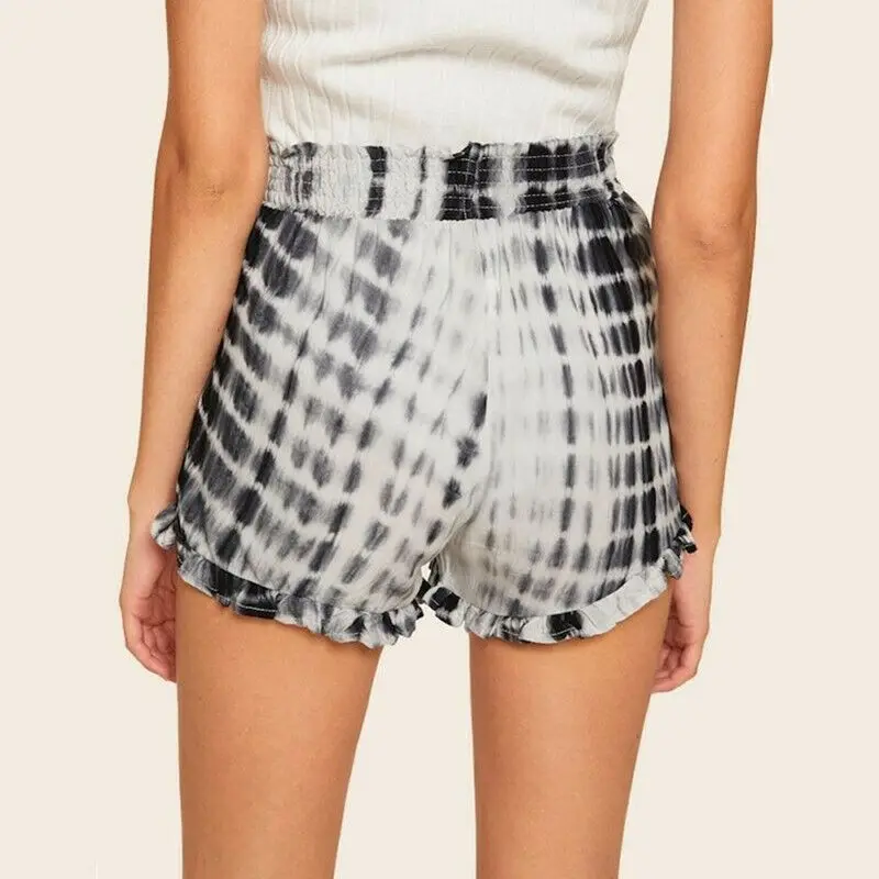 

New Women Summer Casual Elastic Waist Short Pants Girls Loose Stripe Beach High Waist Short Trousers
