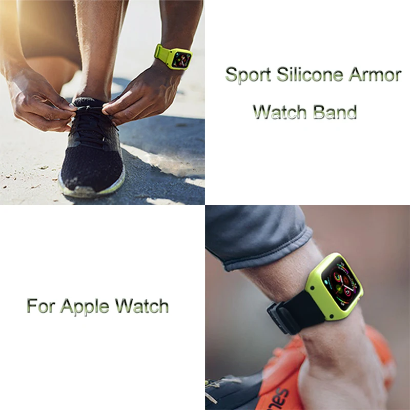 Спортивный силиконовый чехол для часов Apple Watch 44 мм ремешок браслета с защитной