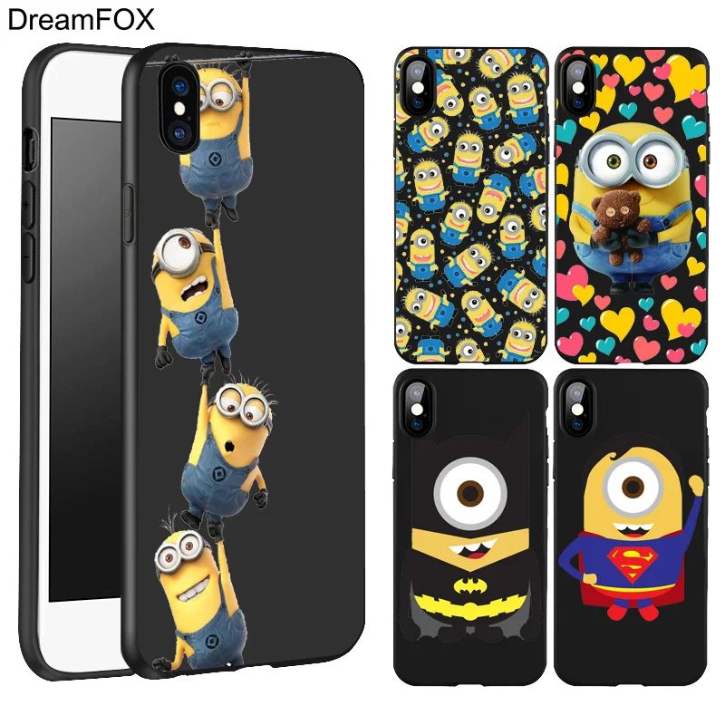 DREAMFOX L067 Minions Black Soft TPU Silicone Case Cover For Apple iPhone 11 Pro XR XS Max X 8 7 6 6S Plus 5 5S 5G SE |