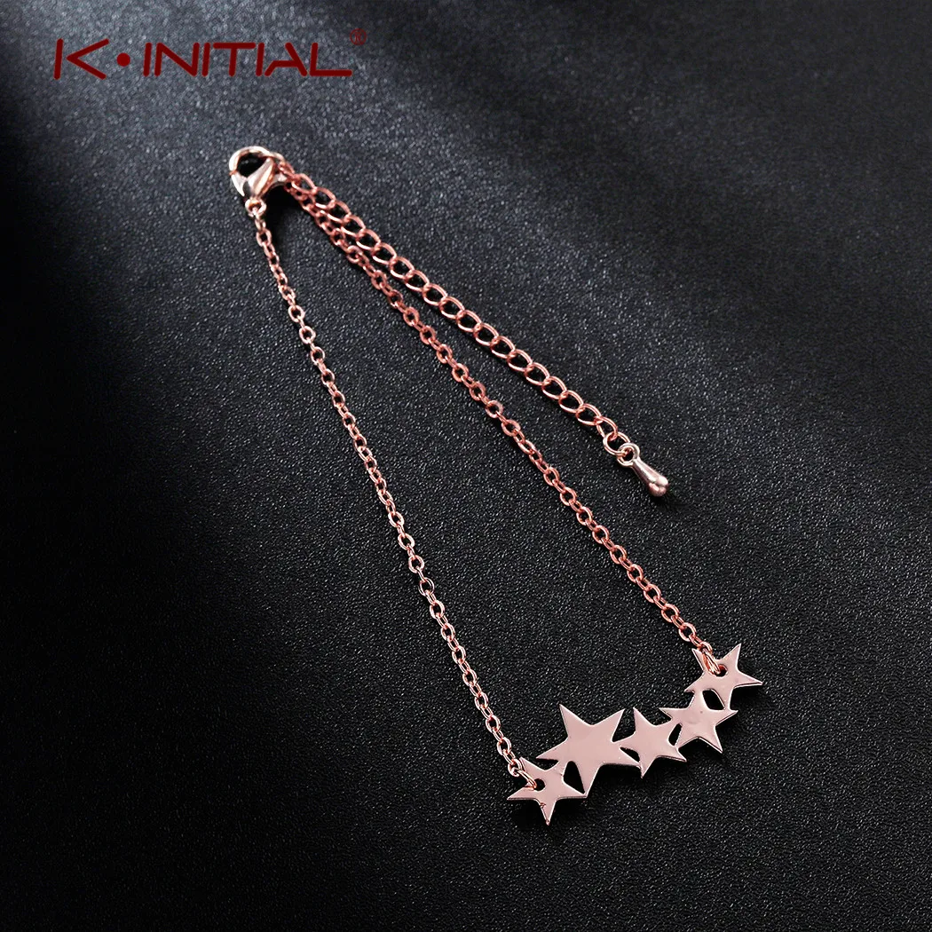 

Kinitial New Chain Star Bracelets For Women Charm Stars Bracelet Femme pulseira feminina pulseras Simple Wrist Jewelry Bijoux