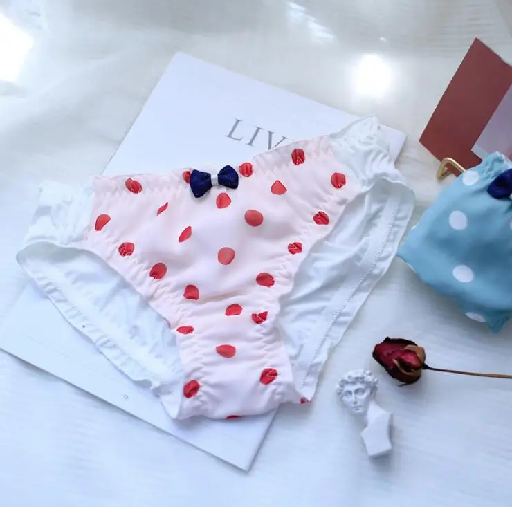Милые шифоновые трусики в горошек милое нижнее белье с принтом Lolita Kawaii стринги