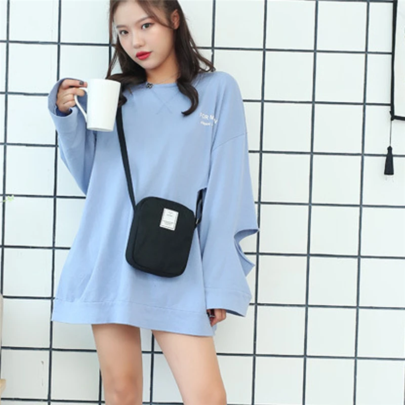 

Холщовая Сумка в Корейском стиле, мобильный телефон, сумка для девочки, одноцветная сумка-мессенджер, кошелек, женские сумки на плечо, клатч-...