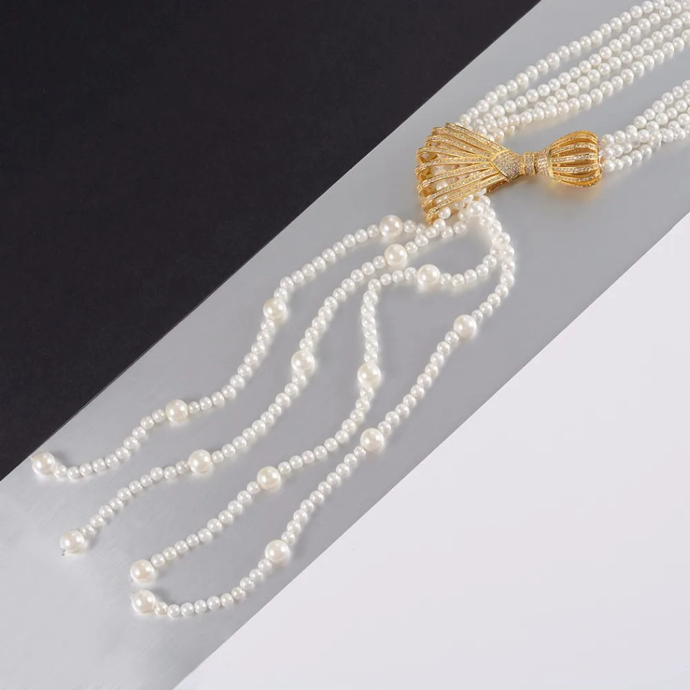 Многослойные бисера Цепи Цепочки и ожерелья жемчужная Бусины кисточкой Подвески
