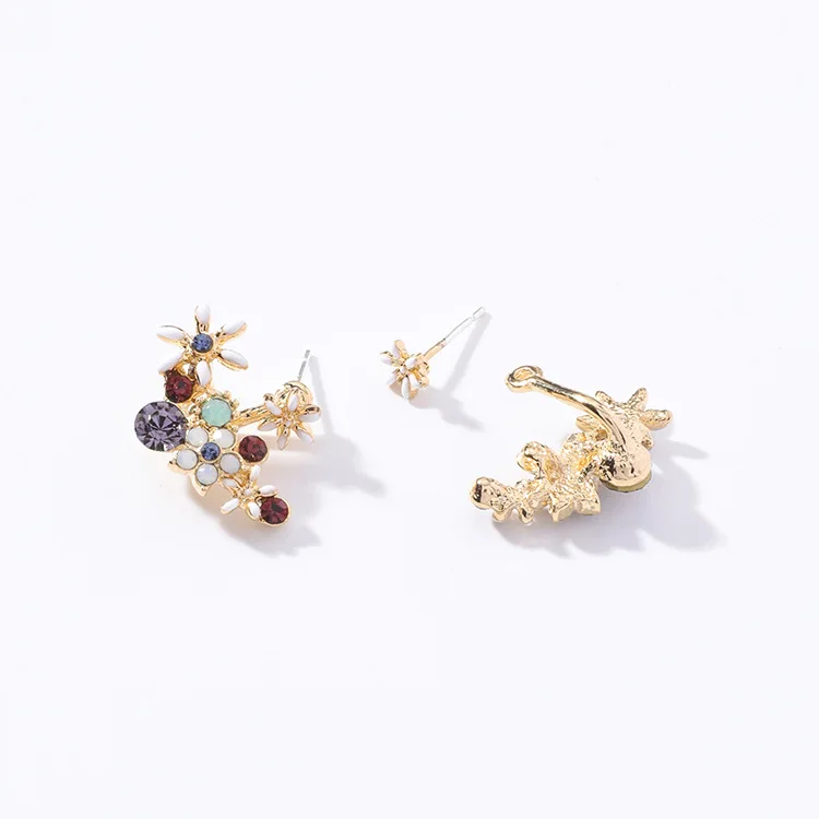 2018 Fashion Sweet Cute Crystal Blossom Flower Earrings S925 Silver Plated Stud Earring For Women Wedding Engagement Jewelry | Украшения и