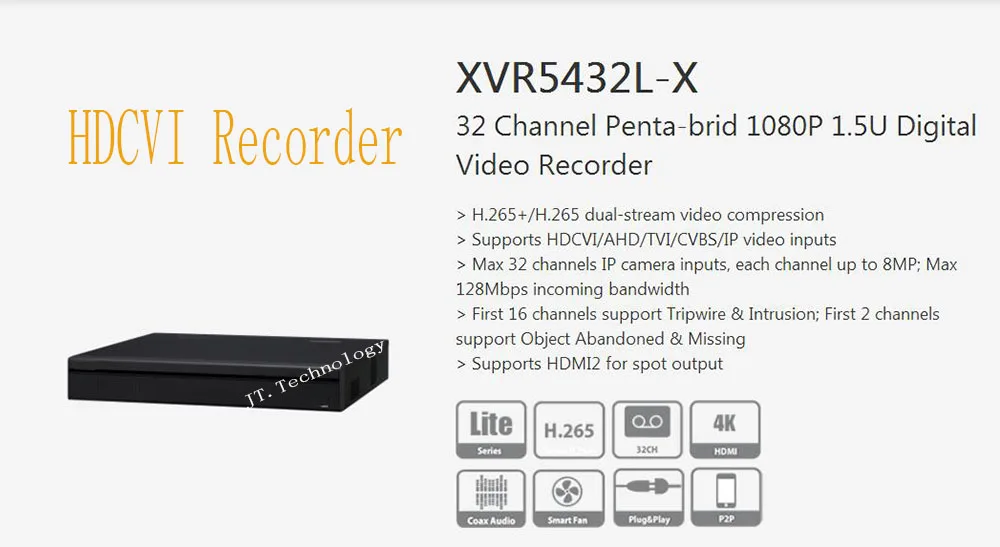 В наличии DAHUA 32 Channel Penta brid 1080 P 1.5U цифровой видеомагнитофон с логотипом DH XVR5432L