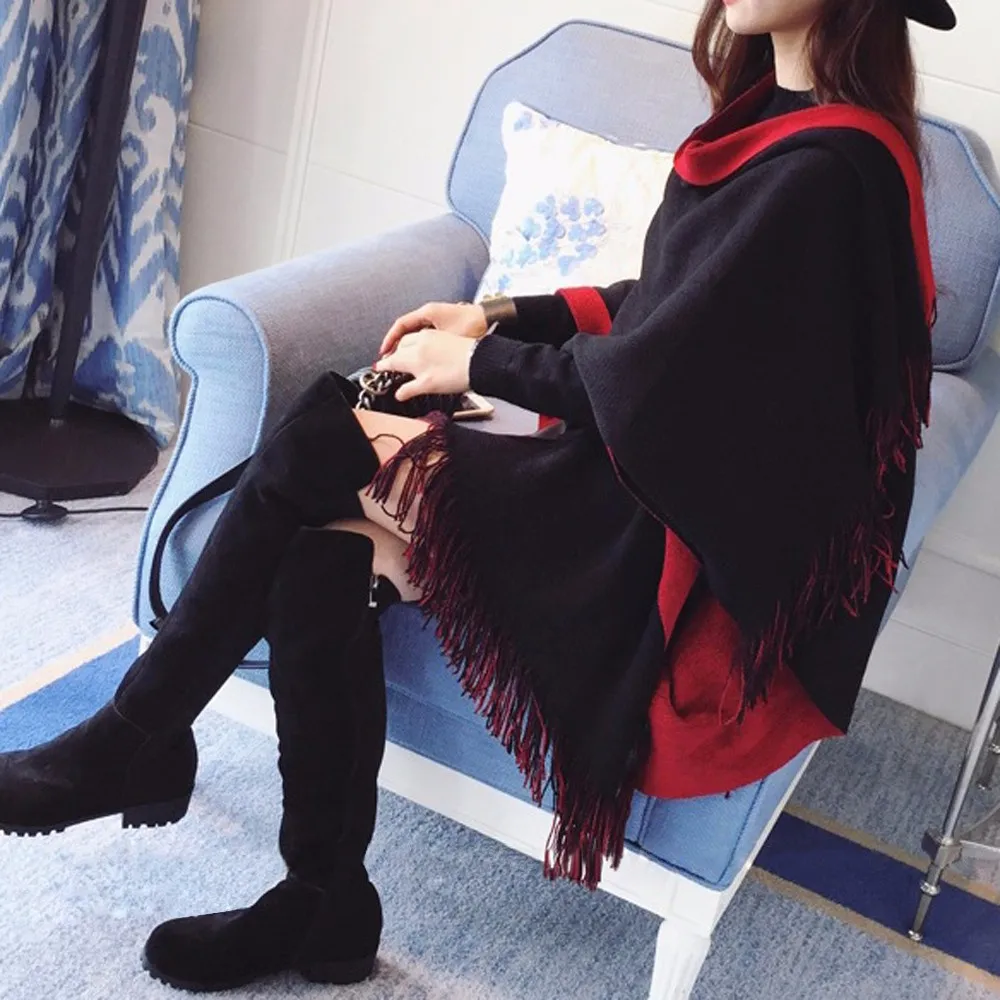 Женское зимнее трикотажное кашемировое пончо в стиле оверсайз|sweater cape|coat sweatersweater