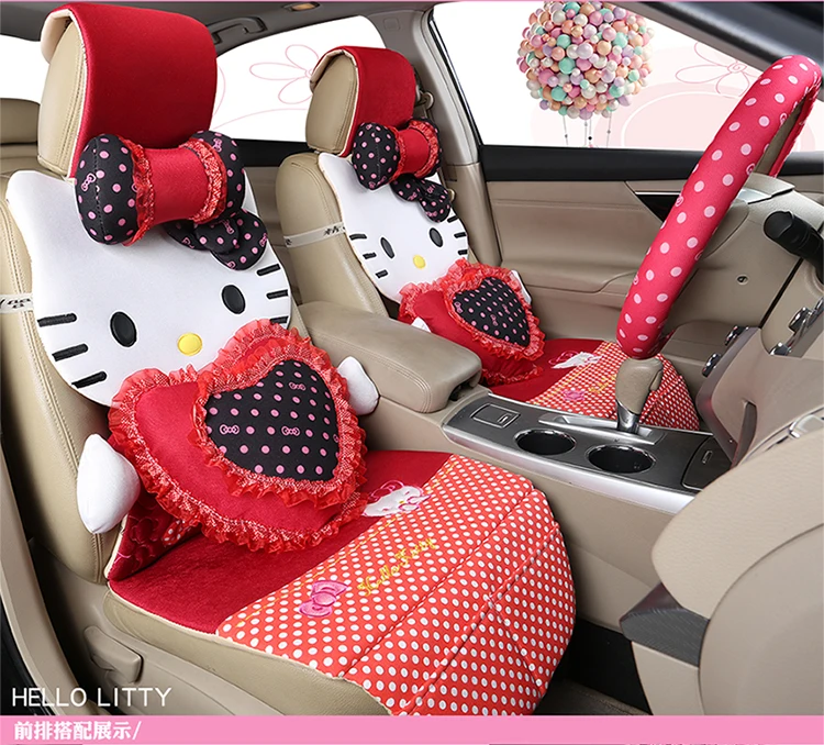 Для девочек женские четыре сезона мультфильм милый розовый рисунок «Hello Kitty» Сиденья Комплект