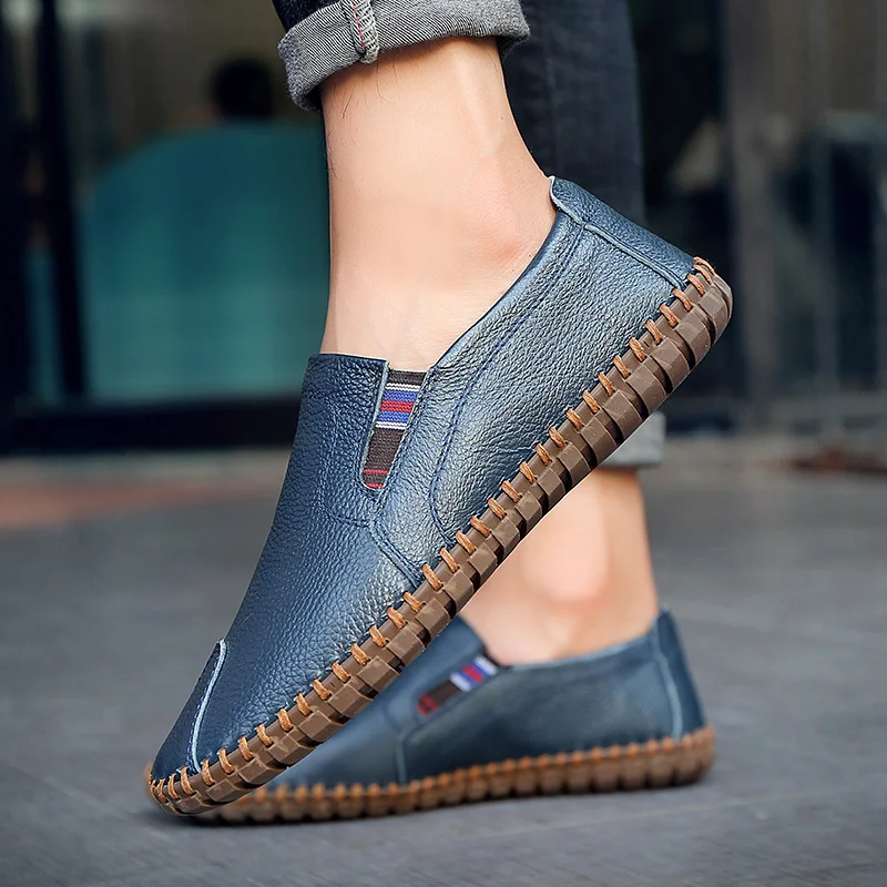 Мужская обувь для вождения из мягкой кожи большие размеры 38-50 4 вида цветов Модные