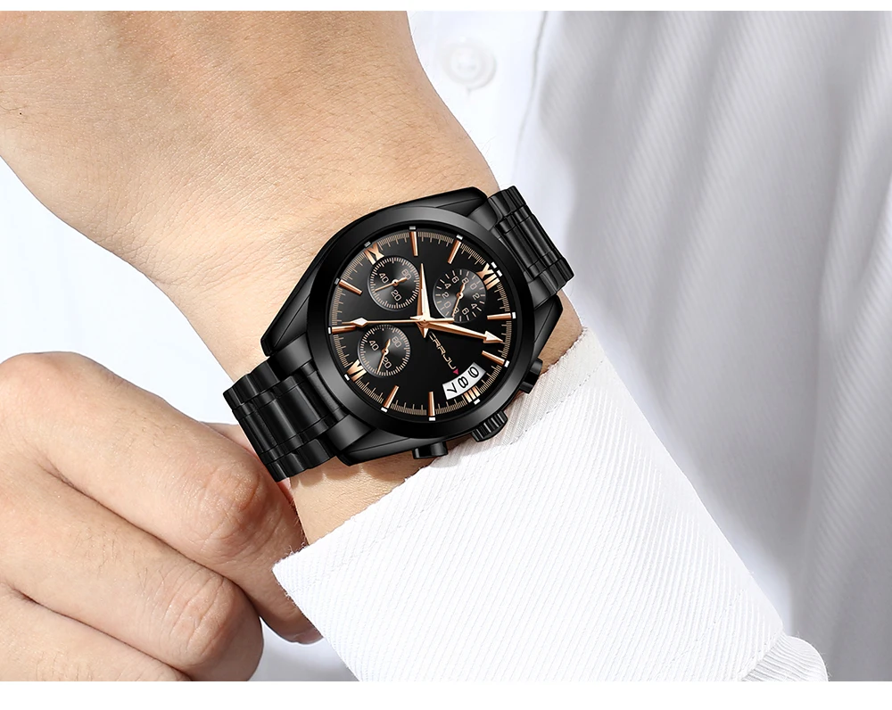 Relogio Masculino CRRJU мужские часы лучший бренд класса люкс водонепроницаемые 24 часа дата Кварцевые часы мужские кожаные спортивные наручные часы