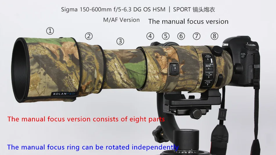 ROLANPRO чехол для объектива камеры Камуфляжный для SIGMA 150-600 мм F5-6.3 DG OS HSM спортивный защитный чехол
