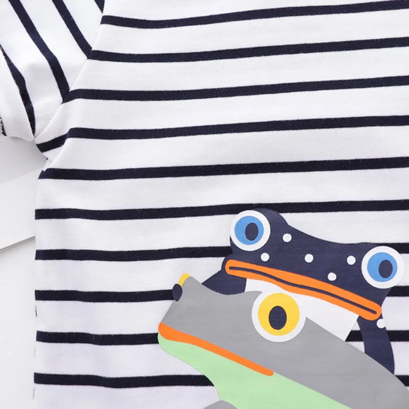 Футболка для мальчиков 2018 летние топы Повседневное В Полоску Хлопок мультфильм о