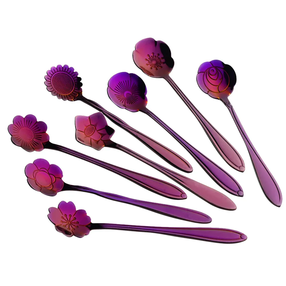 Цветная ложка для мороженого из нержавеющей стали десертная Лопатка с цветами