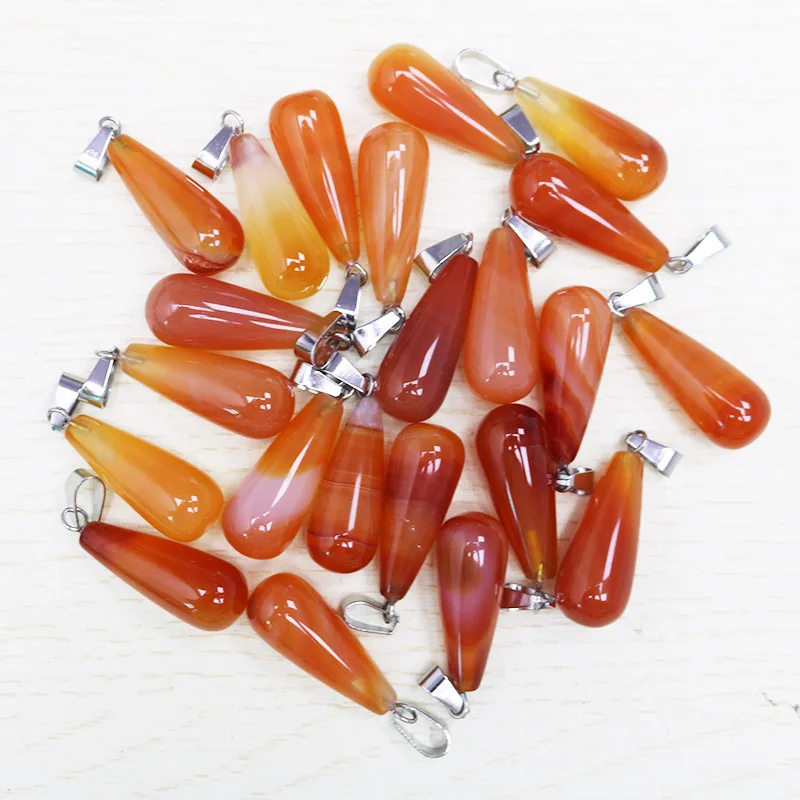 Red Onyx 50 шт. высококачественные Подвески отобранный натуральный камень длинная водяная Капля Подвески с бусинами DIY Аксессуары Ювелирные изделия - Окраска металла: Red Onyx