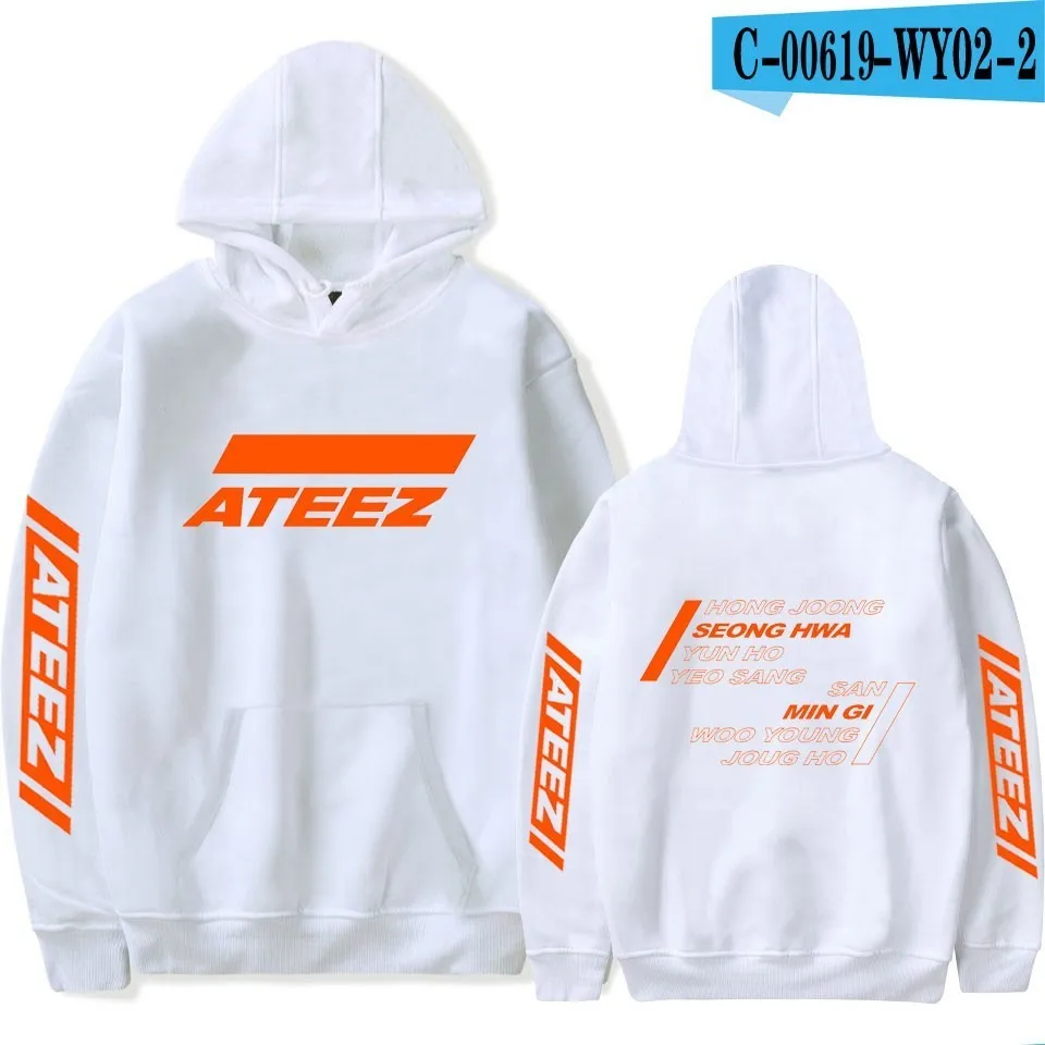 ATEEZ Kpop толстовка с капюшоном и принтом для женщин и мужчин, толстовки, одежда Harajuku, повседневные толстовки, толстовка Kpop, одежда Kpop - Цвет: 3White