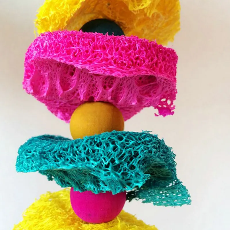 

Newcomdigi Pet Bird Toy Parrot Toys Cockatoo Conure Chew Loofah Sponge Bite