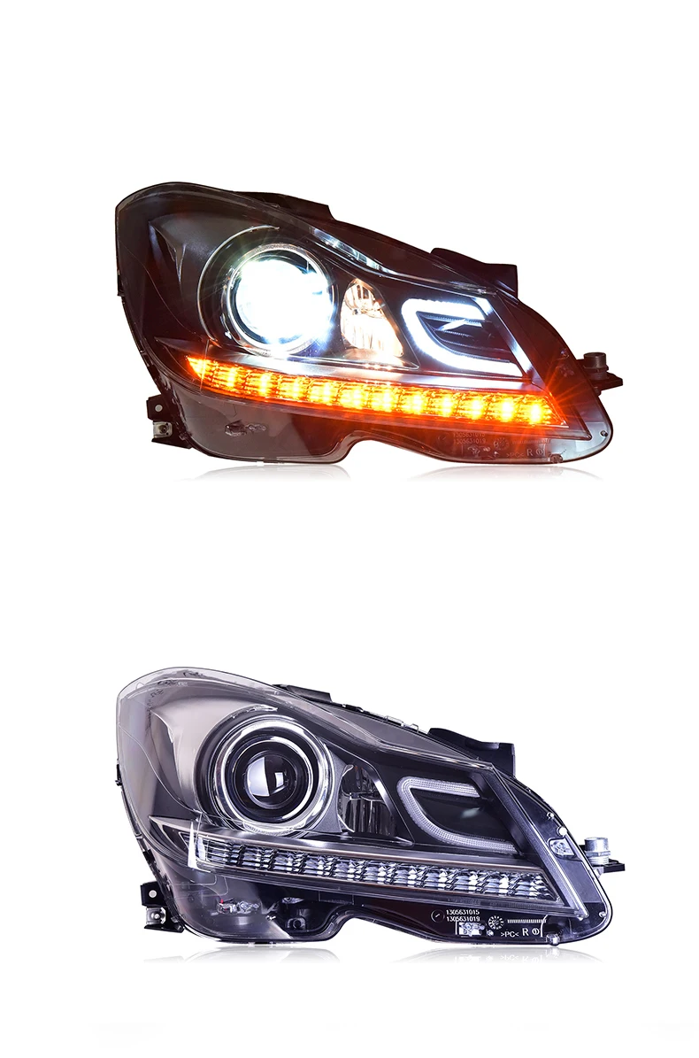 Автомобильные фары для Benz W204 фары 2011-2013 C180 C200 C260 led светодиодные дневные ходовые огни на передних фарах H7 Биксеноновая разрядная лампа высокой интенсивности для объектива ближнего и дальнего света переднего света