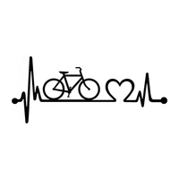18 5cm8 1cm bicycle heartbeat lifeline cycling fashion vinyl stickers decals black